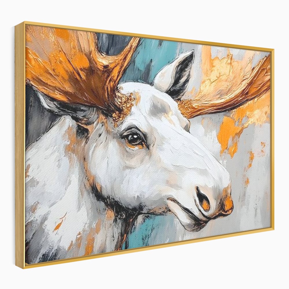 Tablou Canvas Premium, LuxCanva® M1248, Chemarea Nordului, Elan, Tundra, Nordic, Arctic, Mamifer, Coarne, Portret, Animal, Pictura, Magnific, Birou, Living, Camera Copil