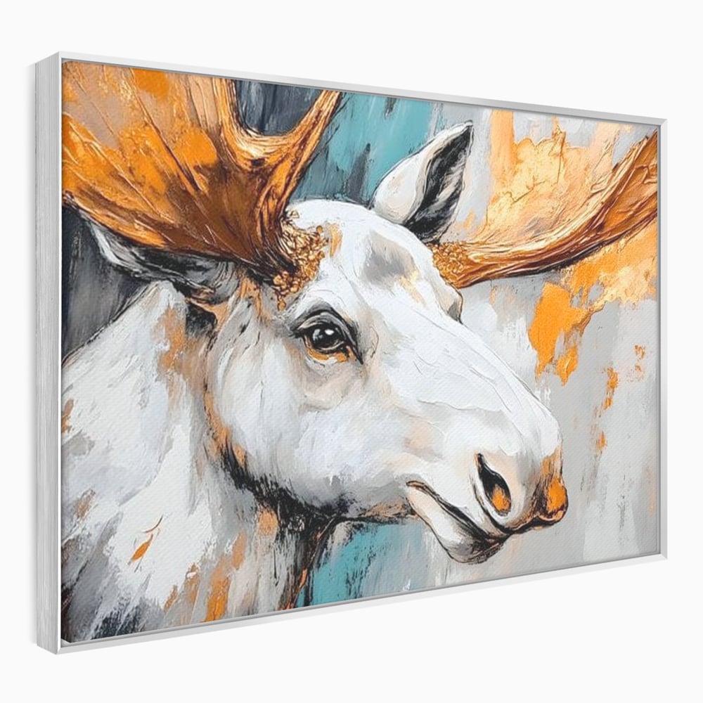 Tablou Canvas Premium, LuxCanva® M1248, Chemarea Nordului, Elan, Tundra, Nordic, Arctic, Mamifer, Coarne, Portret, Animal, Pictura, Magnific, Birou, Living, Camera Copil