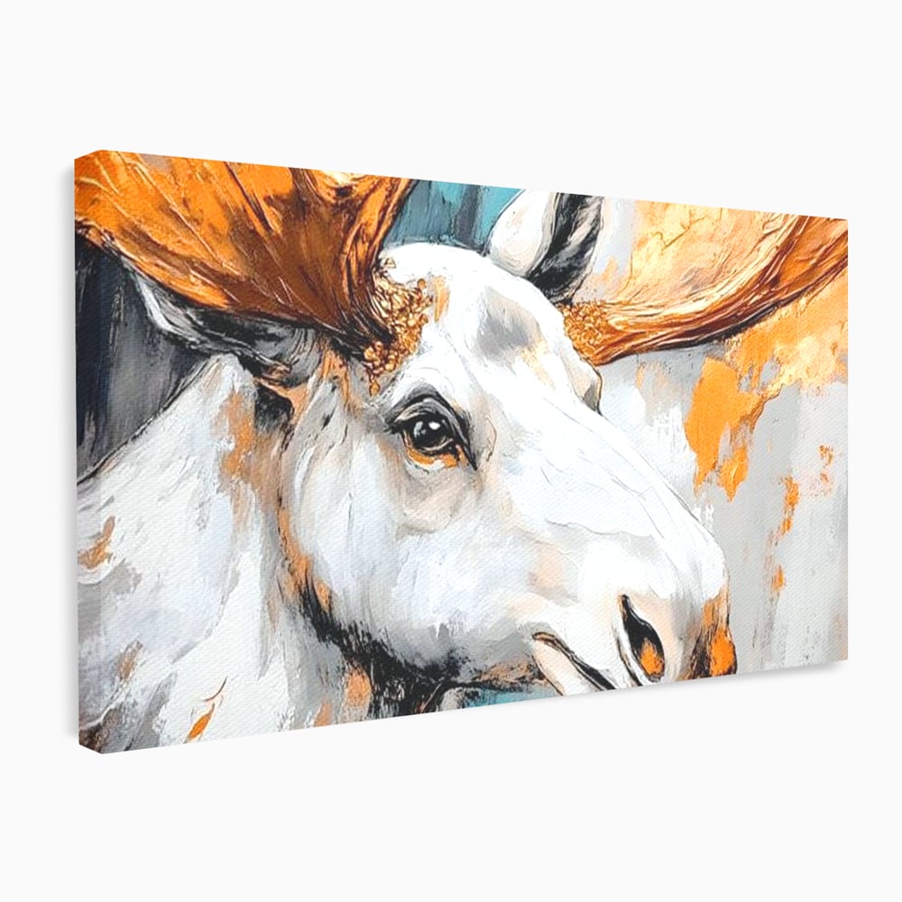 Tablou Canvas Premium, LuxCanva® M1248, Chemarea Nordului, Elan, Tundra, Nordic, Arctic, Mamifer, Coarne, Portret, Animal, Pictura, Magnific, Birou, Living, Camera Copil