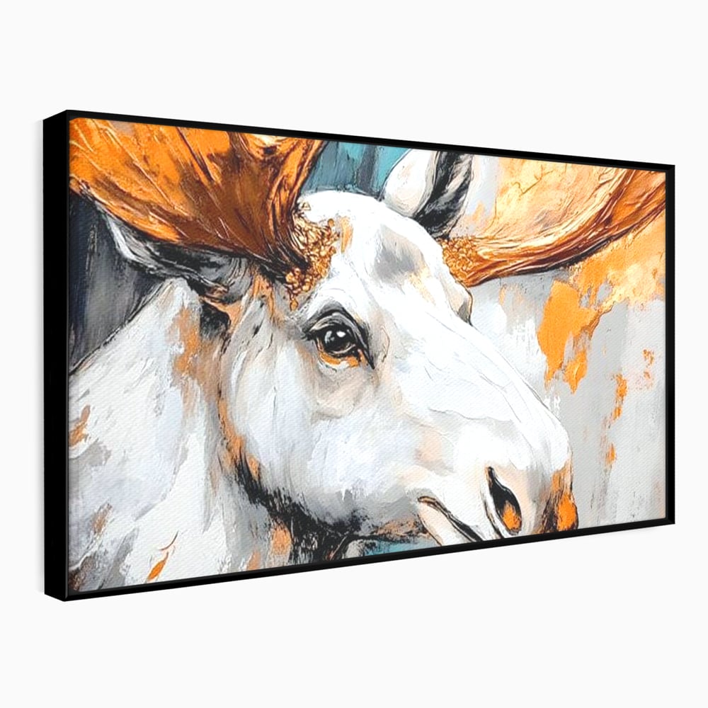 Tablou Canvas Premium, LuxCanva® M1248, Chemarea Nordului, Elan, Tundra, Nordic, Arctic, Mamifer, Coarne, Portret, Animal, Pictura, Magnific, Birou, Living, Camera Copil