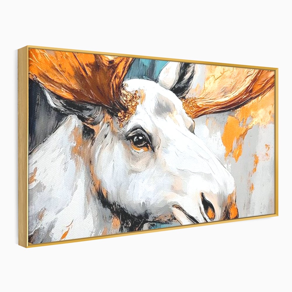 Tablou Canvas Premium, LuxCanva® M1248, Chemarea Nordului, Elan, Tundra, Nordic, Arctic, Mamifer, Coarne, Portret, Animal, Pictura, Magnific, Birou, Living, Camera Copil