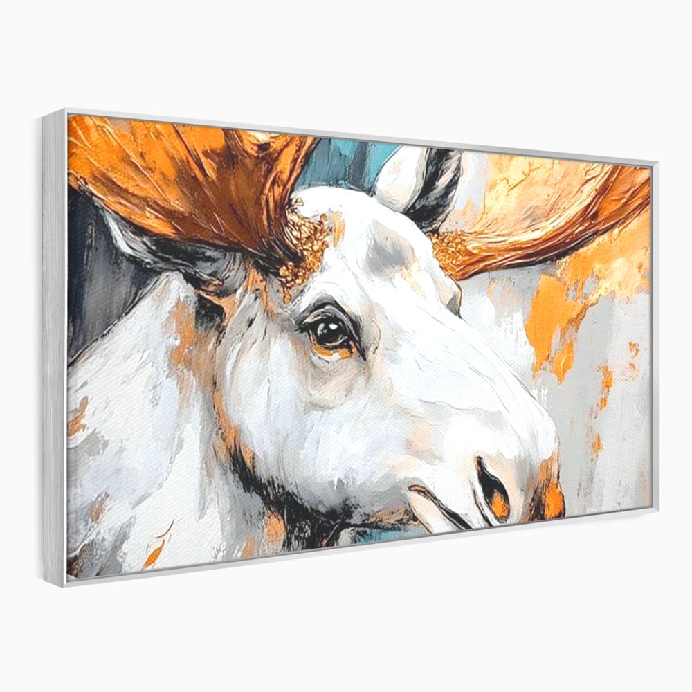 Tablou Canvas Premium, LuxCanva® M1248, Chemarea Nordului, Elan, Tundra, Nordic, Arctic, Mamifer, Coarne, Portret, Animal, Pictura, Magnific, Birou, Living, Camera Copil