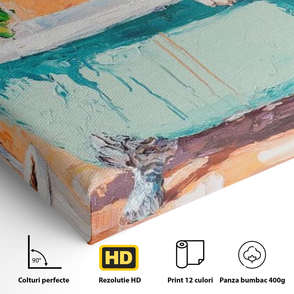 Tablou Canvas Premium, LuxCanva® M1251, Rasfat cu Spuma, Bulldog, Cada, Baie, Apa, Planta, Caine, Pictura, Relaxare, Acuarela, Comic, Pui, Birou, Living, Camera Copil