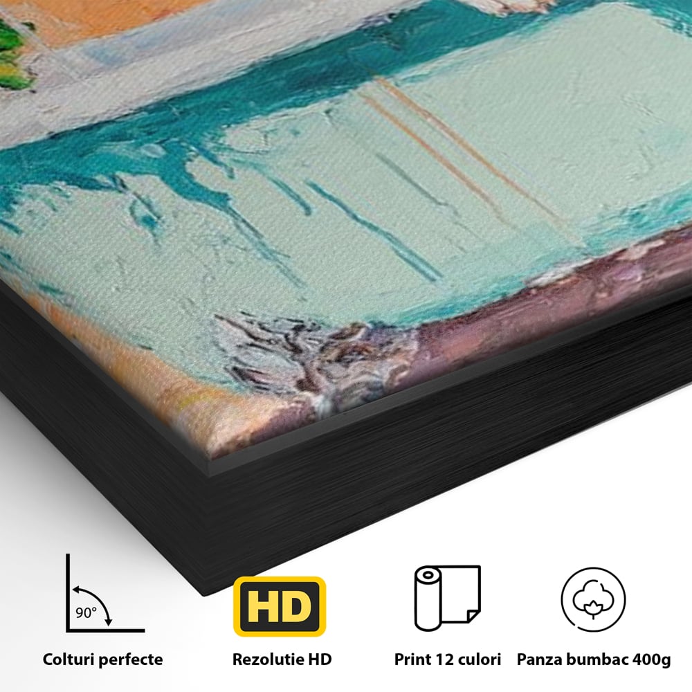 Tablou Canvas Premium, LuxCanva® M1251, Rasfat cu Spuma, Bulldog, Cada, Baie, Apa, Planta, Caine, Pictura, Relaxare, Acuarela, Comic, Pui, Birou, Living, Camera Copil
