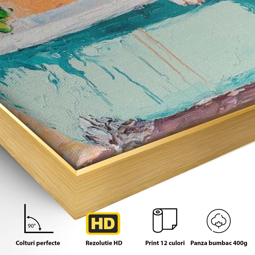 Tablou Canvas Premium, LuxCanva® M1251, Rasfat cu Spuma, Bulldog, Cada, Baie, Apa, Planta, Caine, Pictura, Relaxare, Acuarela, Comic, Pui, Birou, Living, Camera Copil