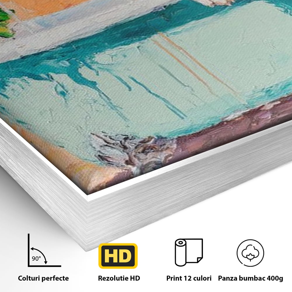Tablou Canvas Premium, LuxCanva® M1251, Rasfat cu Spuma, Bulldog, Cada, Baie, Apa, Planta, Caine, Pictura, Relaxare, Acuarela, Comic, Pui, Birou, Living, Camera Copil