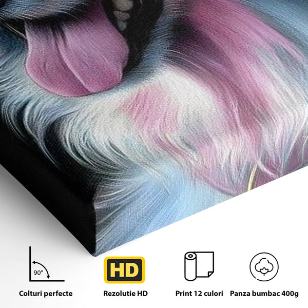 Tablou Canvas Premium, LuxCanva® M1252, Blanita Pastelata, Caine, Labrador, Zambet, Veselie, Pastel, Blanos, Zgarda, Prieten, Portret, Simpatic, Birou, Living, Camera Copil