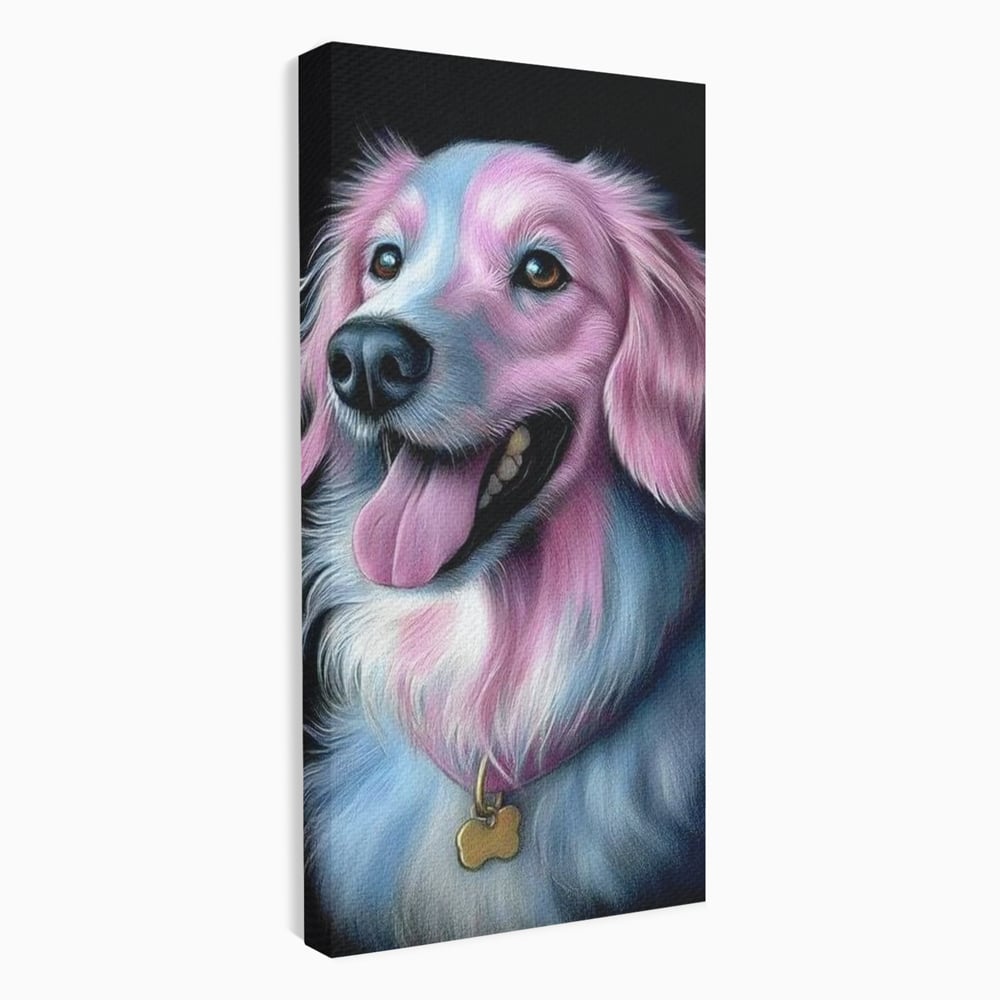 Tablou Canvas Premium, LuxCanva® M1252, Blanita Pastelata, Caine, Labrador, Zambet, Veselie, Pastel, Blanos, Zgarda, Prieten, Portret, Simpatic, Birou, Living, Camera Copil