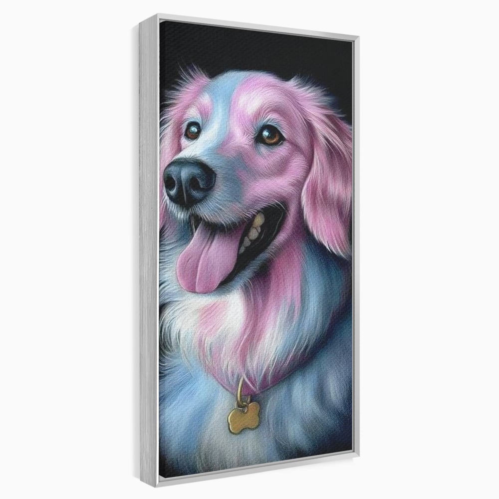 Tablou Canvas Premium, LuxCanva® M1252, Blanita Pastelata, Caine, Labrador, Zambet, Veselie, Pastel, Blanos, Zgarda, Prieten, Portret, Simpatic, Birou, Living, Camera Copil
