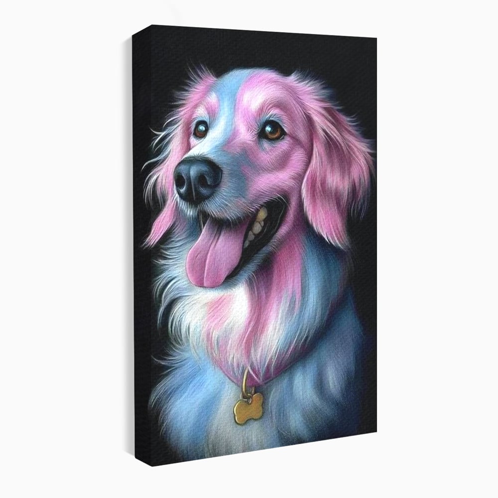 Tablou Canvas Premium, LuxCanva® M1252, Blanita Pastelata, Caine, Labrador, Zambet, Veselie, Pastel, Blanos, Zgarda, Prieten, Portret, Simpatic, Birou, Living, Camera Copil