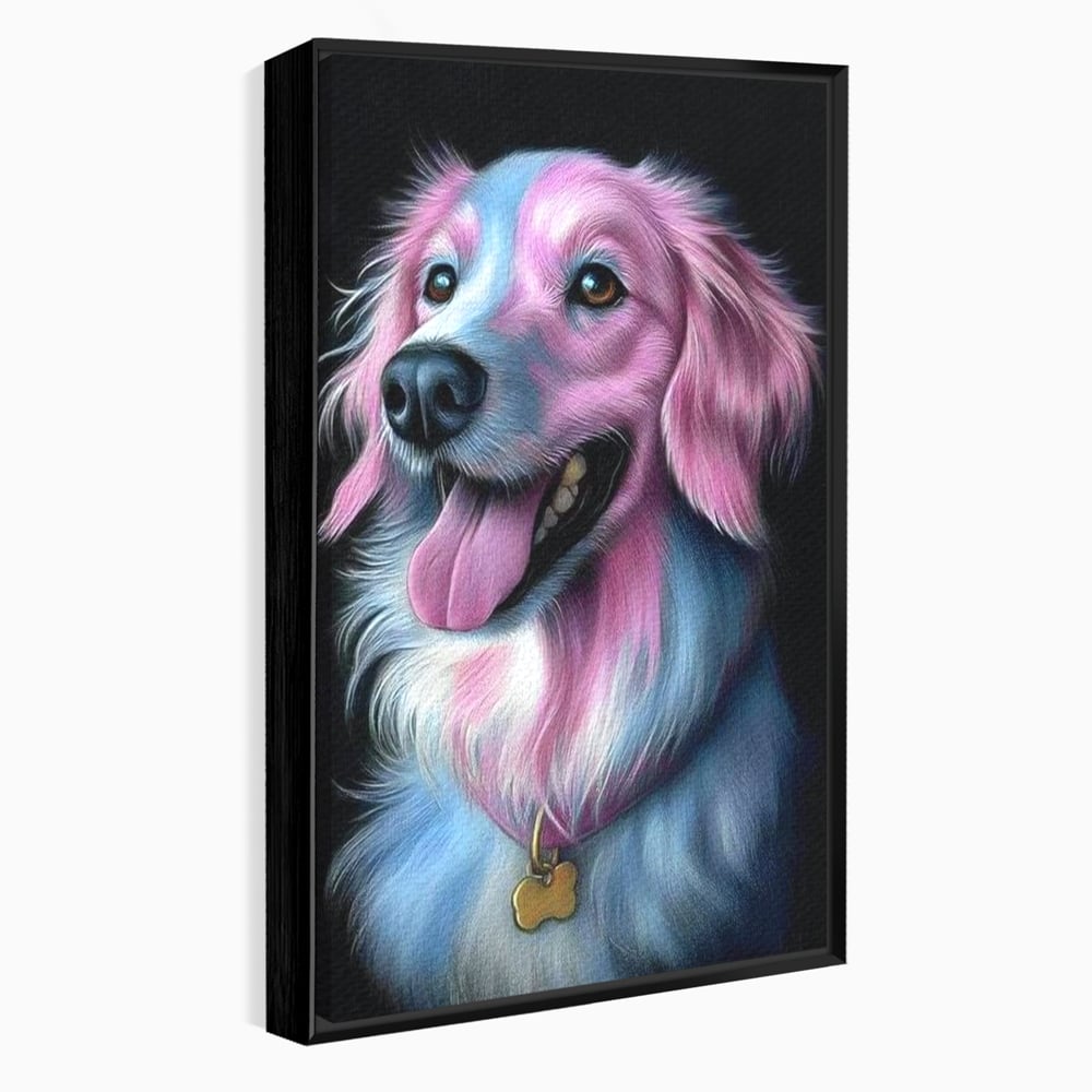 Tablou Canvas Premium, LuxCanva® M1252, Blanita Pastelata, Caine, Labrador, Zambet, Veselie, Pastel, Blanos, Zgarda, Prieten, Portret, Simpatic, Birou, Living, Camera Copil
