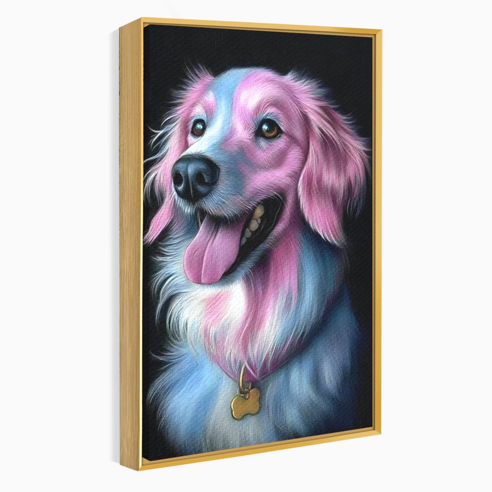 Tablou Canvas Premium, LuxCanva® M1252, Blanita Pastelata, Caine, Labrador, Zambet, Veselie, Pastel, Blanos, Zgarda, Prieten, Portret, Simpatic, Birou, Living, Camera Copil