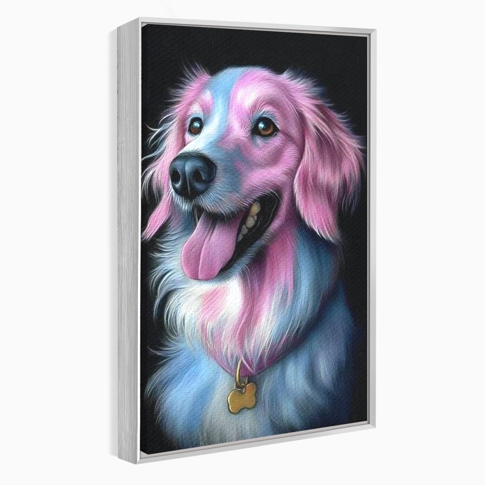 Tablou Canvas Premium, LuxCanva® M1252, Blanita Pastelata, Caine, Labrador, Zambet, Veselie, Pastel, Blanos, Zgarda, Prieten, Portret, Simpatic, Birou, Living, Camera Copil