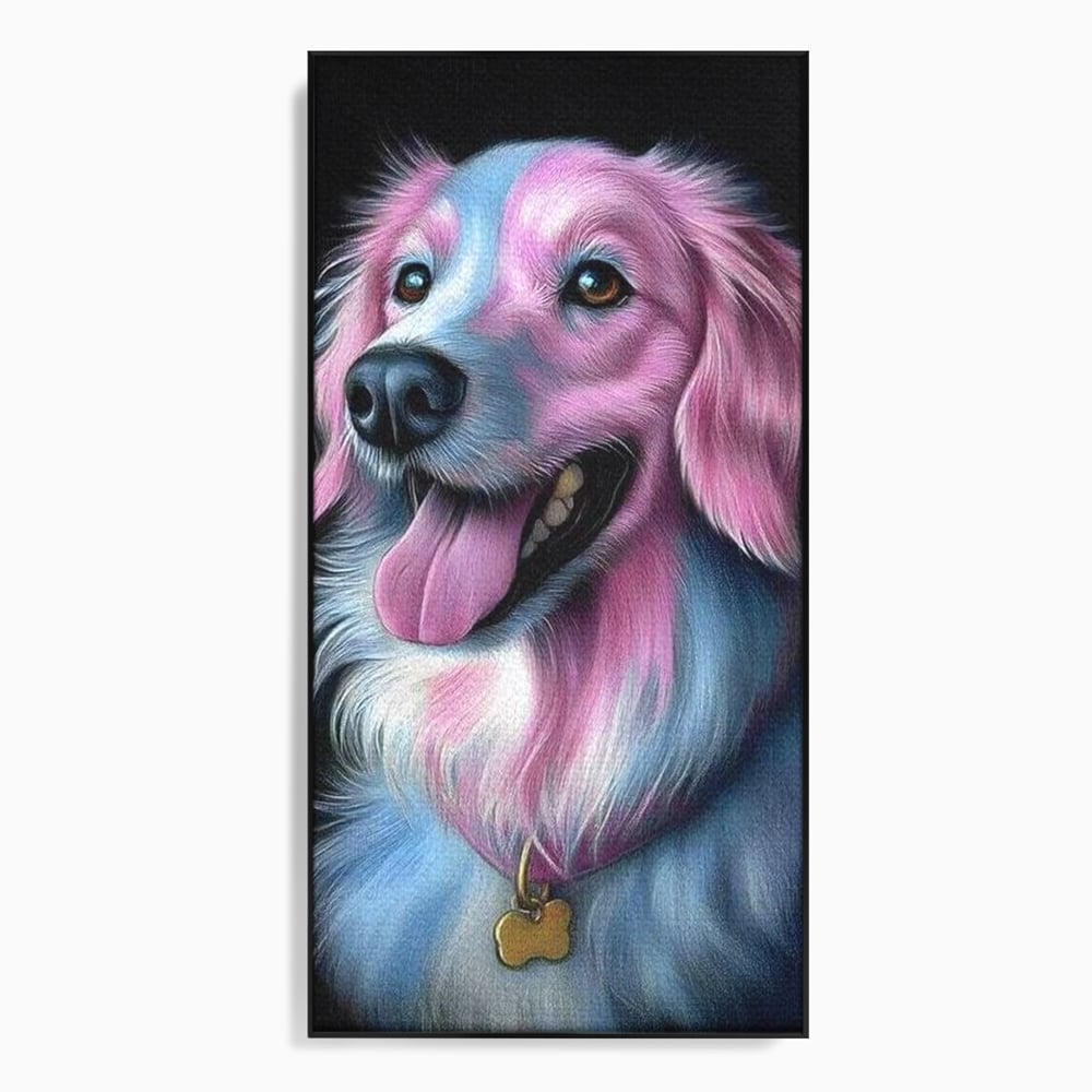 Tablou Canvas Premium, LuxCanva® M1252, Blanita Pastelata, Caine, Labrador, Zambet, Veselie, Pastel, Blanos, Zgarda, Prieten, Portret, Simpatic, Birou, Living, Camera Copil