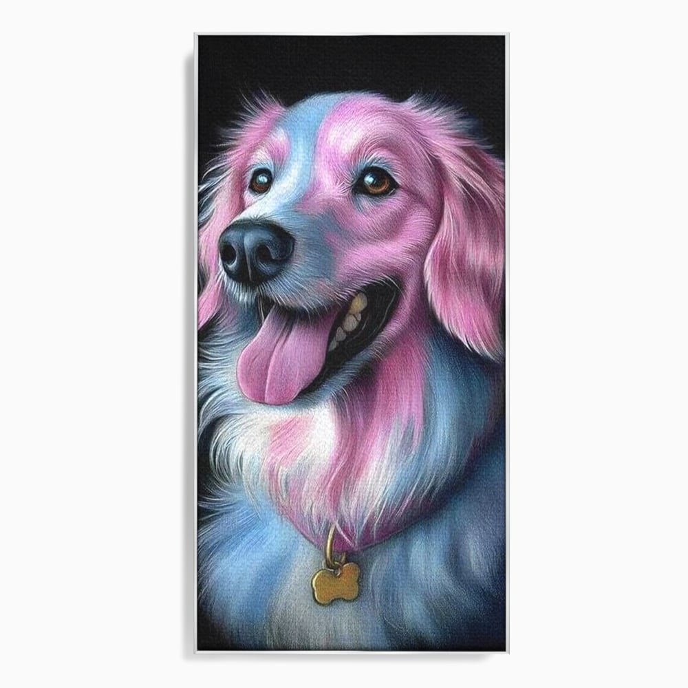 Tablou Canvas Premium, LuxCanva® M1252, Blanita Pastelata, Caine, Labrador, Zambet, Veselie, Pastel, Blanos, Zgarda, Prieten, Portret, Simpatic, Birou, Living, Camera Copil