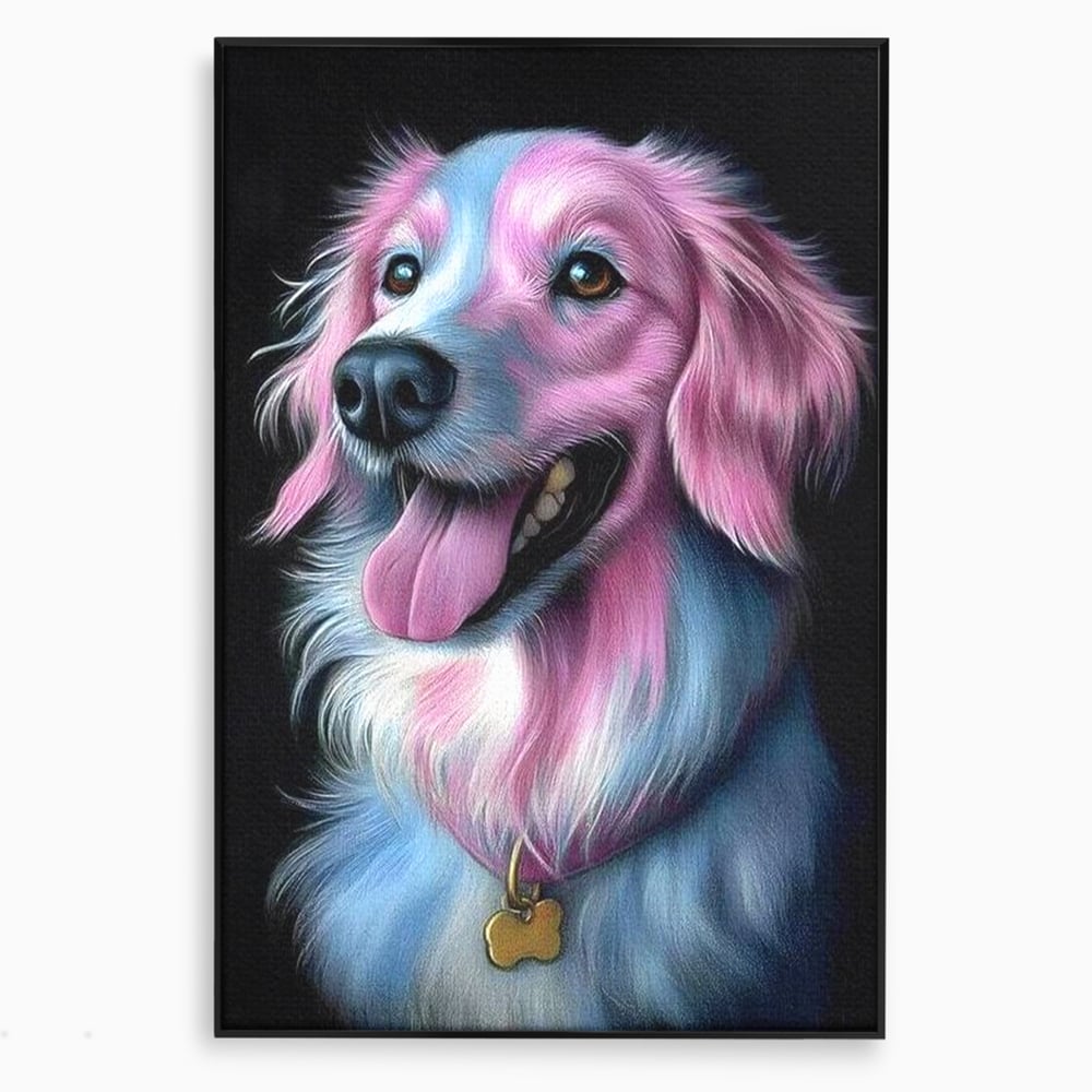 Tablou Canvas Premium, LuxCanva® M1252, Blanita Pastelata, Caine, Labrador, Zambet, Veselie, Pastel, Blanos, Zgarda, Prieten, Portret, Simpatic, Birou, Living, Camera Copil