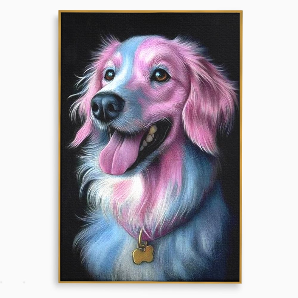 Tablou Canvas Premium, LuxCanva® M1252, Blanita Pastelata, Caine, Labrador, Zambet, Veselie, Pastel, Blanos, Zgarda, Prieten, Portret, Simpatic, Birou, Living, Camera Copil