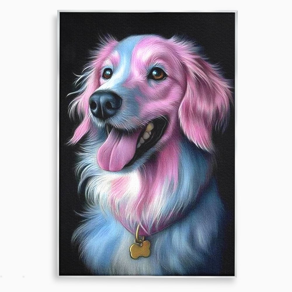 Tablou Canvas Premium, LuxCanva® M1252, Blanita Pastelata, Caine, Labrador, Zambet, Veselie, Pastel, Blanos, Zgarda, Prieten, Portret, Simpatic, Birou, Living, Camera Copil