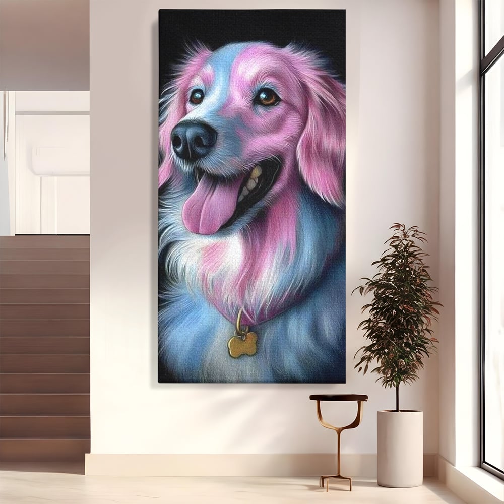 Tablou Canvas Premium, LuxCanva® M1252, Blanita Pastelata, Caine, Labrador, Zambet, Veselie, Pastel, Blanos, Zgarda, Prieten, Portret, Simpatic, Birou, Living, Camera Copil