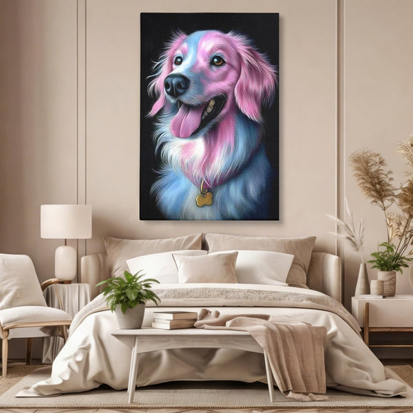 Tablou Canvas Premium, LuxCanva® M1252, Blanita Pastelata, Caine, Labrador, Zambet, Veselie, Pastel, Blanos, Zgarda, Prieten, Portret, Simpatic, Birou, Living, Camera Copil
