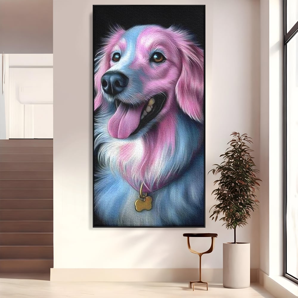 Tablou Canvas Premium, LuxCanva® M1252, Blanita Pastelata, Caine, Labrador, Zambet, Veselie, Pastel, Blanos, Zgarda, Prieten, Portret, Simpatic, Birou, Living, Camera Copil