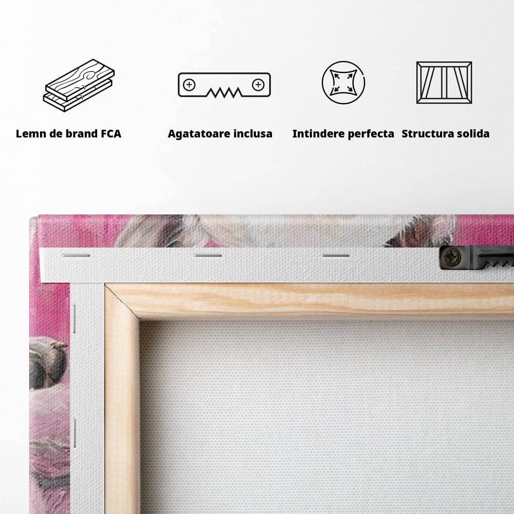Tablou Canvas Premium, LuxCanva® M1253, Parteneri de Vise, Porcusor, Bulldog, Caine, Pui, Roz, Somn, Vis, Dragalas, Imbratisare, Prieteni, Birou, Living, Camera Copil