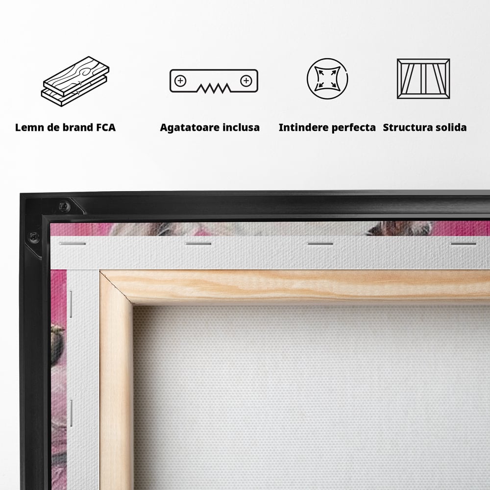 Tablou Canvas Premium, LuxCanva® M1253, Parteneri de Vise, Porcusor, Bulldog, Caine, Pui, Roz, Somn, Vis, Dragalas, Imbratisare, Prieteni, Birou, Living, Camera Copil