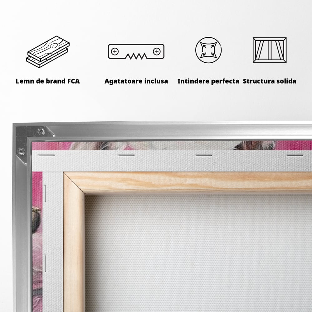Tablou Canvas Premium, LuxCanva® M1253, Parteneri de Vise, Porcusor, Bulldog, Caine, Pui, Roz, Somn, Vis, Dragalas, Imbratisare, Prieteni, Birou, Living, Camera Copil
