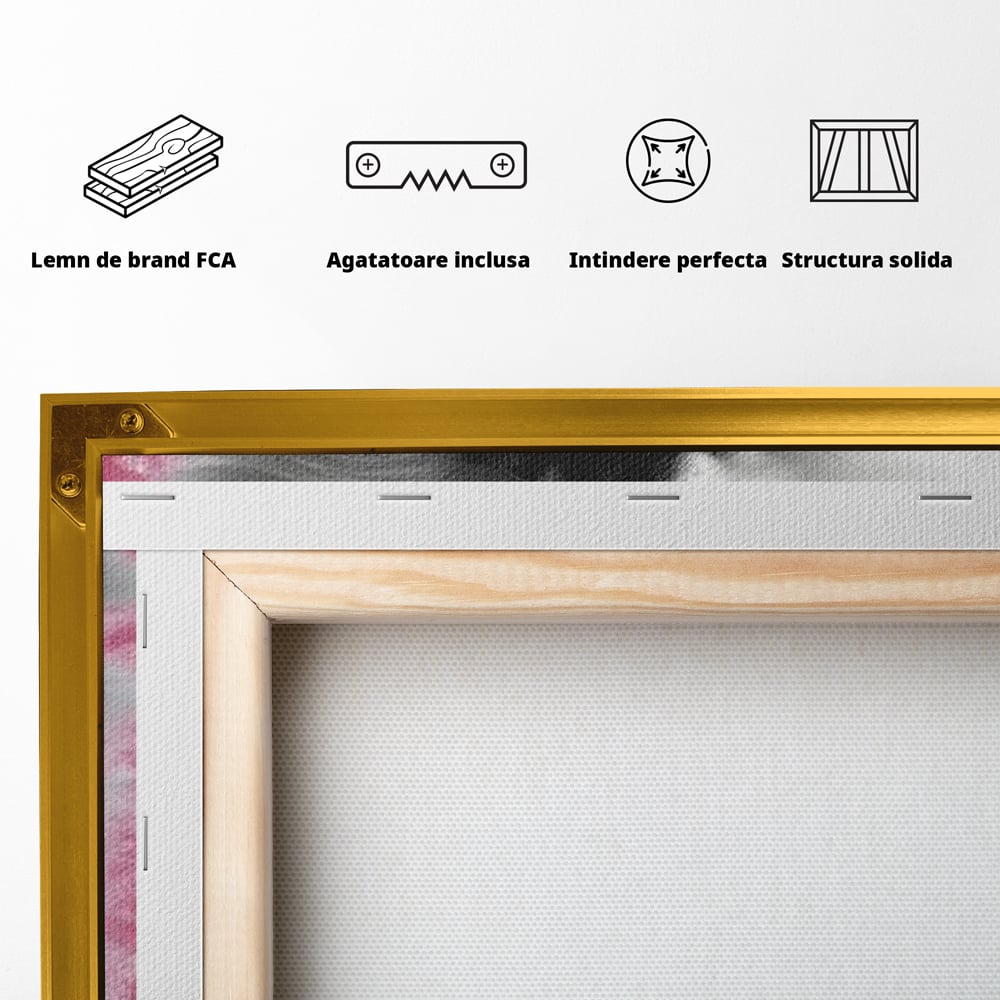 Tablou Canvas Premium, LuxCanva® M1254, Explozie de Puf, Caine, Pomeranian, Pufosenie, Alb, Roz, Explozie, Adorabil, Blanita, Dinamic, Jucaus, Birou, Living, Camera Copil