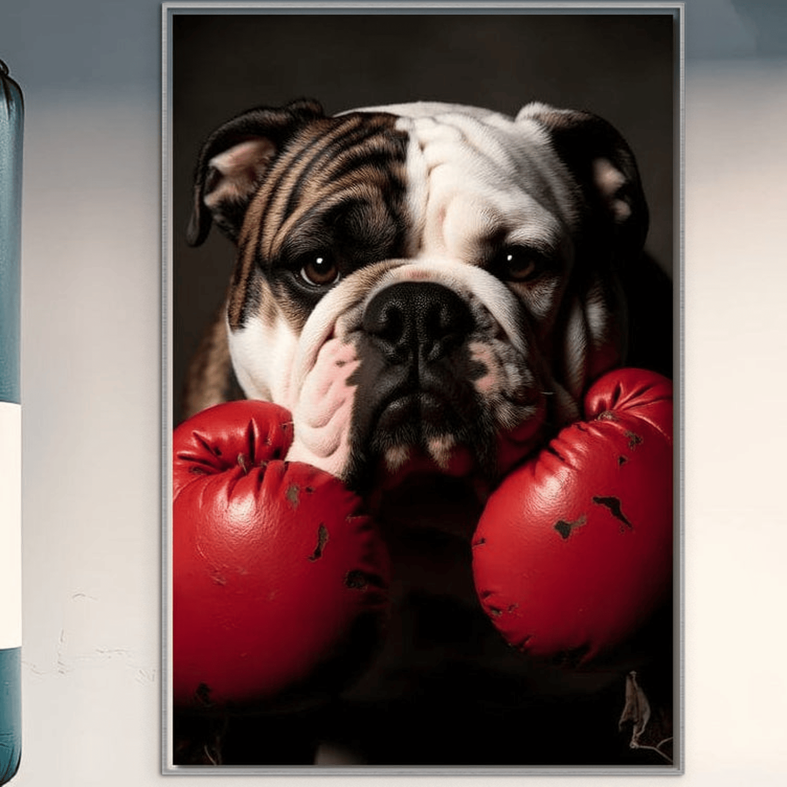 Leinwand Wandbilder Premium, LuxCanva® M1255, Ringmaster, Boxer, Kämpfer, Champion, Hund, Bulldogge, Handschuhe, Mut, Stärke, Sport, Energie, Hazliu, Büro, Wohnen, Kinderzimmer