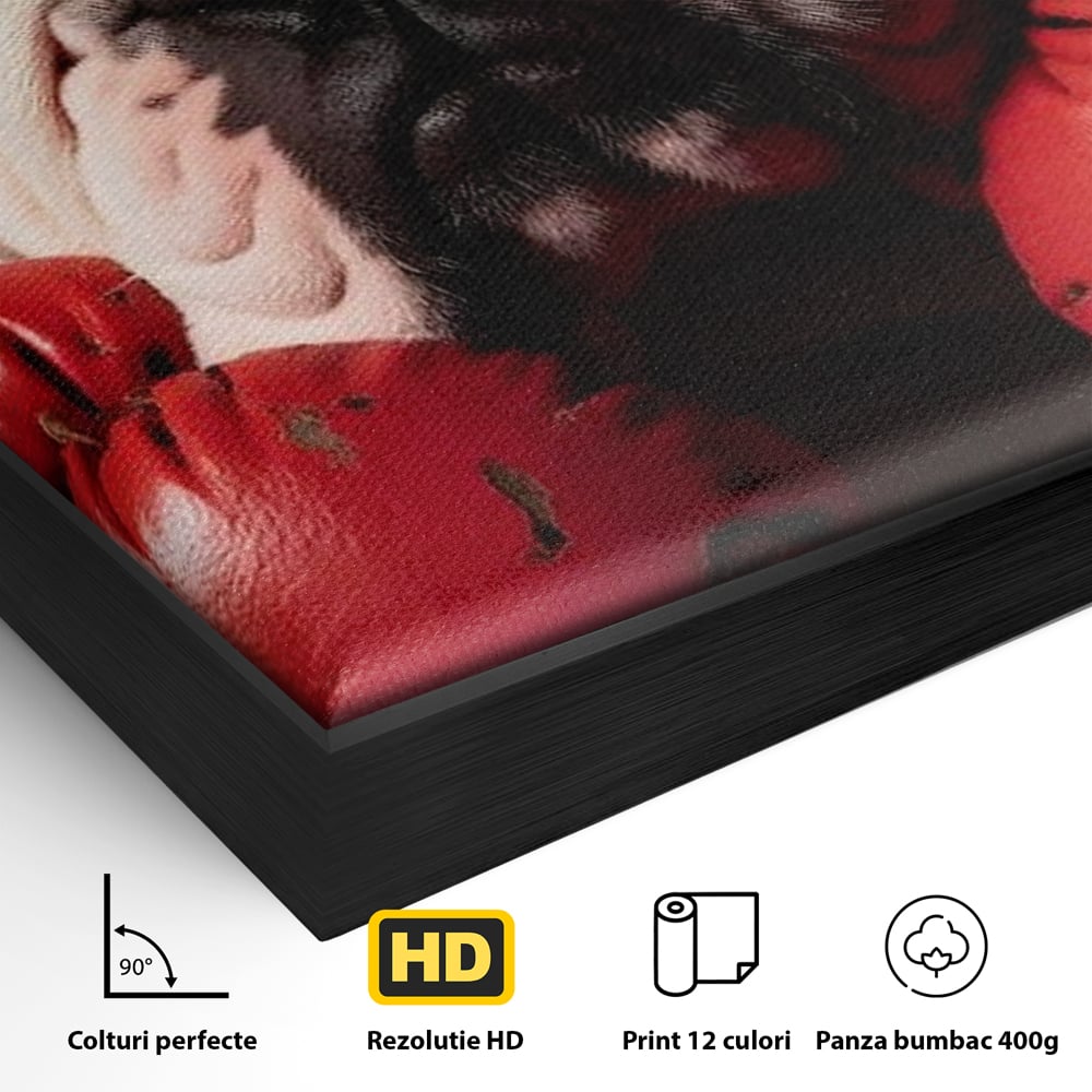 Tablou Canvas Premium, LuxCanva® M1255, Stapanul Ringului, Boxer, Luptator, Campion, Caine, Bulldog, Manusi, Curaj, Forta, Sport, Energie, Hazliu, Birou, Living, Camera Copil