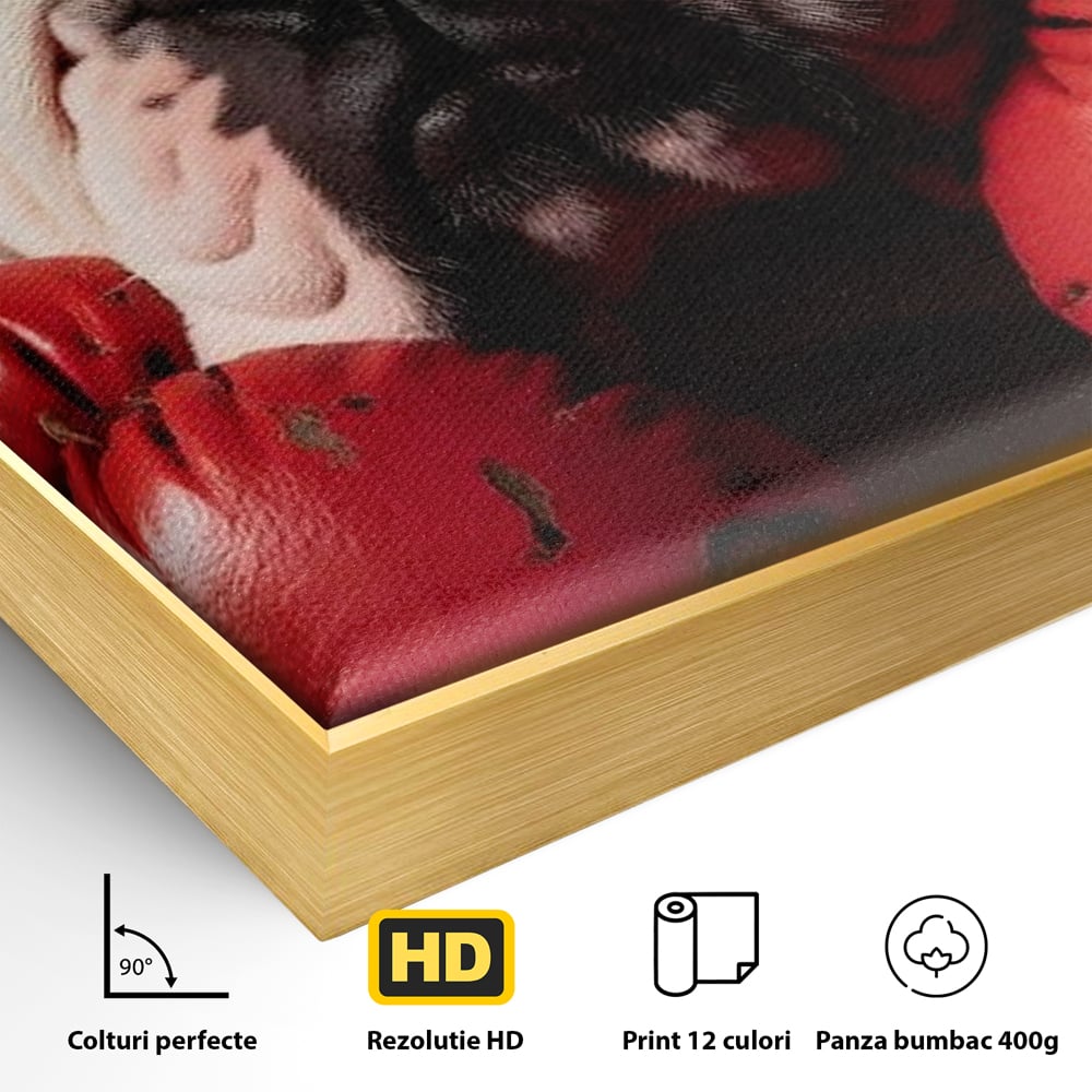 Tablou Canvas Premium, LuxCanva® M1255, Stapanul Ringului, Boxer, Luptator, Campion, Caine, Bulldog, Manusi, Curaj, Forta, Sport, Energie, Hazliu, Birou, Living, Camera Copil