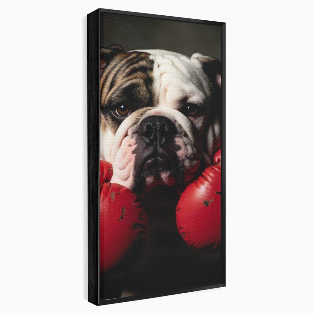 Tablou Canvas Premium, LuxCanva® M1255, Stapanul Ringului, Boxer, Luptator, Campion, Caine, Bulldog, Manusi, Curaj, Forta, Sport, Energie, Hazliu, Birou, Living, Camera Copil