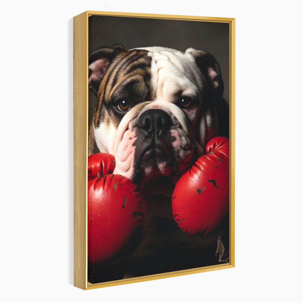 Tablou Canvas Premium, LuxCanva® M1255, Stapanul Ringului, Boxer, Luptator, Campion, Caine, Bulldog, Manusi, Curaj, Forta, Sport, Energie, Hazliu, Birou, Living, Camera Copil