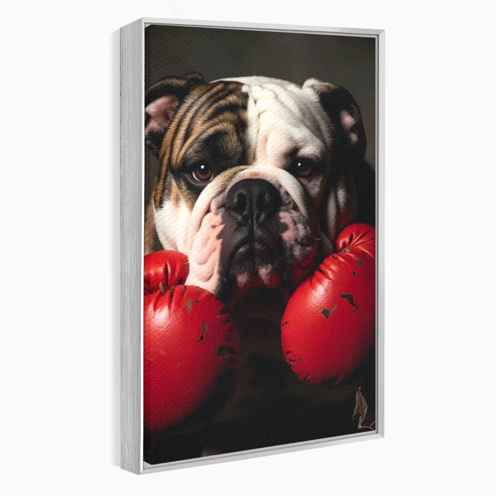 Tablou Canvas Premium, LuxCanva® M1255, Stapanul Ringului, Boxer, Luptator, Campion, Caine, Bulldog, Manusi, Curaj, Forta, Sport, Energie, Hazliu, Birou, Living, Camera Copil