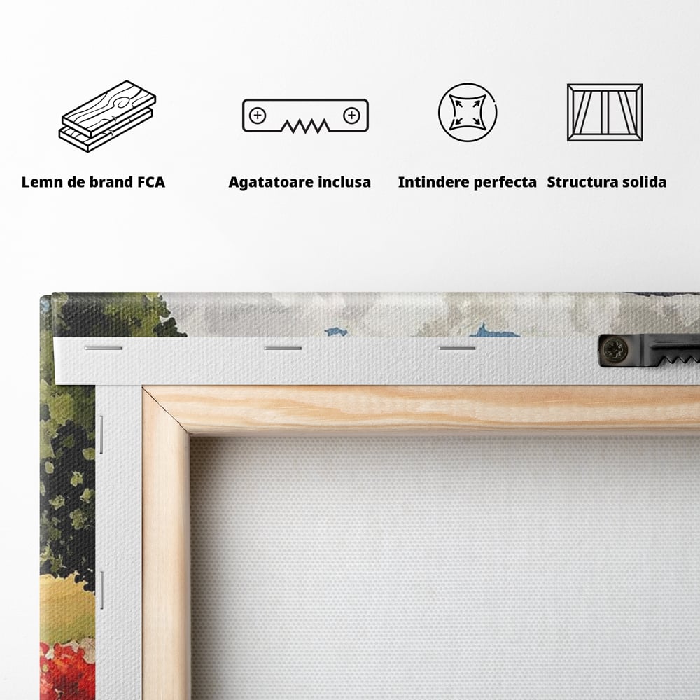 Tablou Canvas Premium, LuxCanva® M1256, Tabara Catelusilor, Catelusi, Flori, Peisaj, Dragalas, Casa, Ferma, Vegetatie, Rustic, Joaca, Copilarie, Prietenie, Birou, Living, Camera Copil