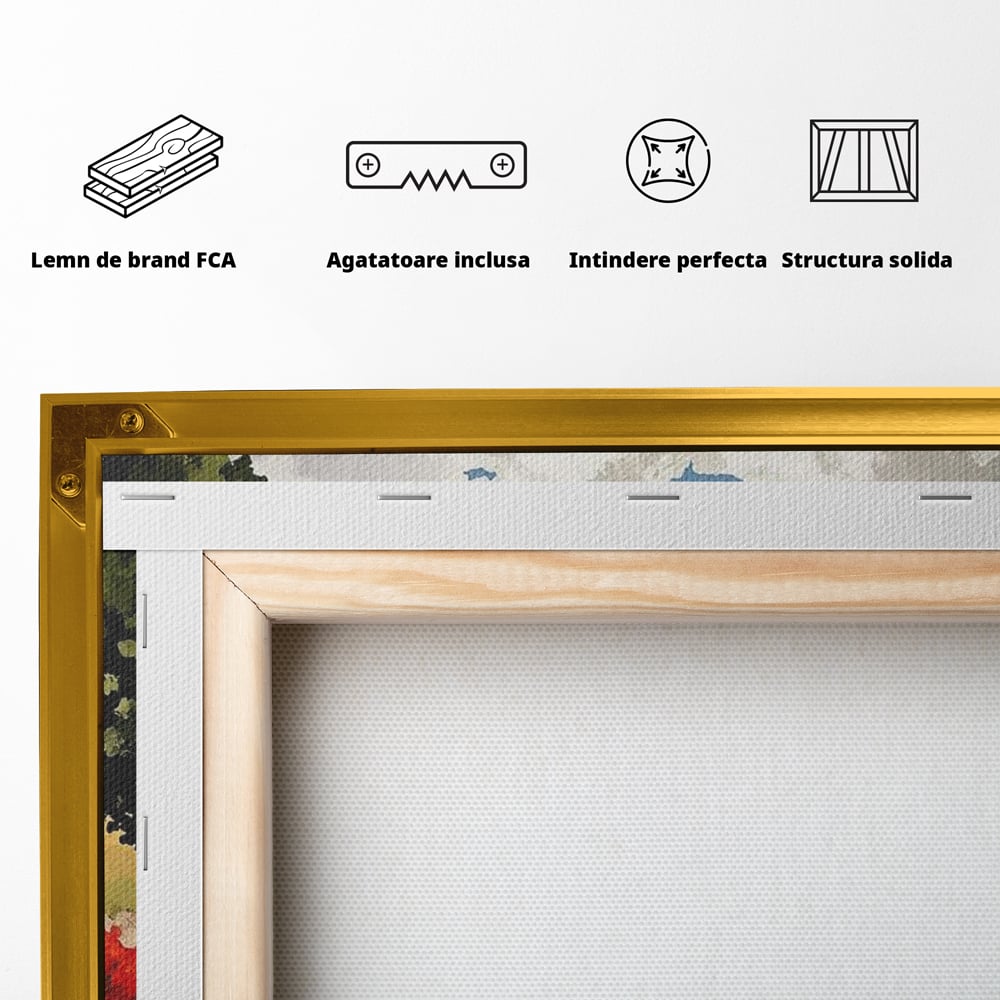 Tablou Canvas Premium, LuxCanva® M1256, Tabara Catelusilor, Catelusi, Flori, Peisaj, Dragalas, Casa, Ferma, Vegetatie, Rustic, Joaca, Copilarie, Prietenie, Birou, Living, Camera Copil