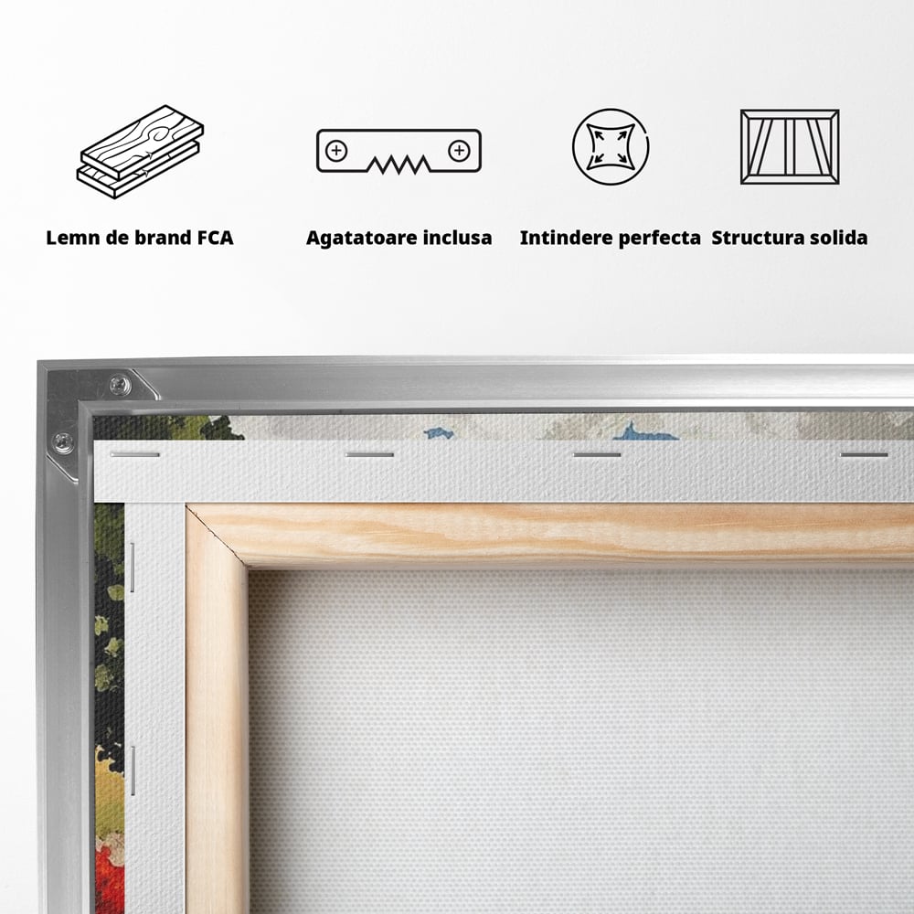 Tablou Canvas Premium, LuxCanva® M1256, Tabara Catelusilor, Catelusi, Flori, Peisaj, Dragalas, Casa, Ferma, Vegetatie, Rustic, Joaca, Copilarie, Prietenie, Birou, Living, Camera Copil