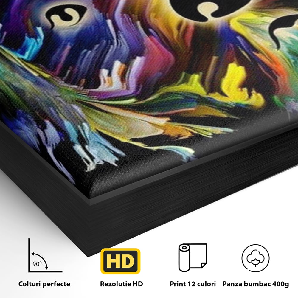 Leinwand Premium Canvas Wandkunst, LuxCanva® M1257, Pop Puppy, Abstrakt, Modern, Malerei, Pop Art, Neon, Welpe, Digital, Tier, Dekor, Chip, Büro, Wohnen, Wohnzimmer, Kinderzimmer