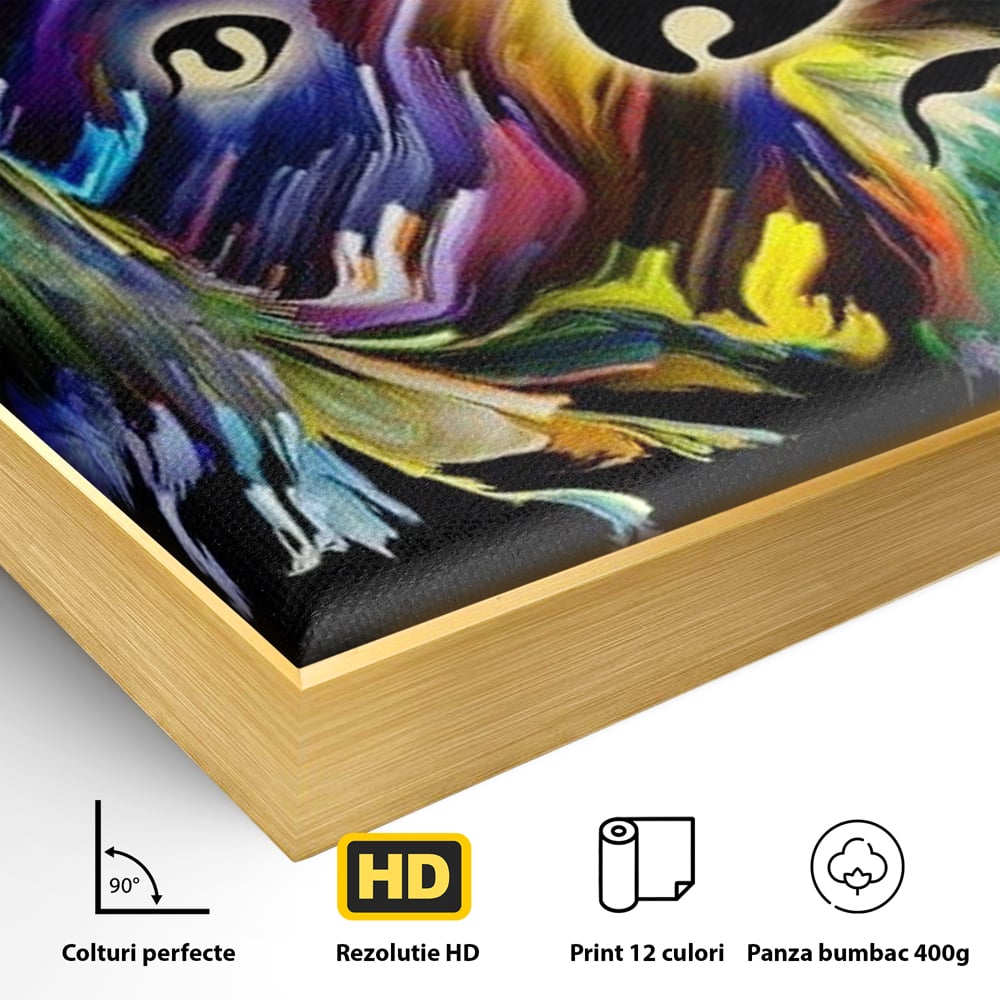 Leinwand Premium Canvas Wandkunst, LuxCanva® M1257, Pop Puppy, Abstrakt, Modern, Malerei, Pop Art, Neon, Welpe, Digital, Tier, Dekor, Chip, Büro, Wohnen, Wohnzimmer, Kinderzimmer