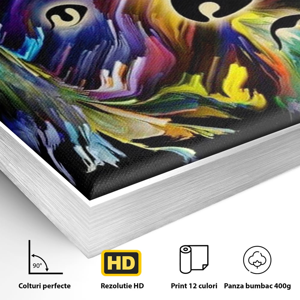 Leinwand Premium Canvas Wandkunst, LuxCanva® M1257, Pop Puppy, Abstrakt, Modern, Malerei, Pop Art, Neon, Welpe, Digital, Tier, Dekor, Chip, Büro, Wohnen, Wohnzimmer, Kinderzimmer