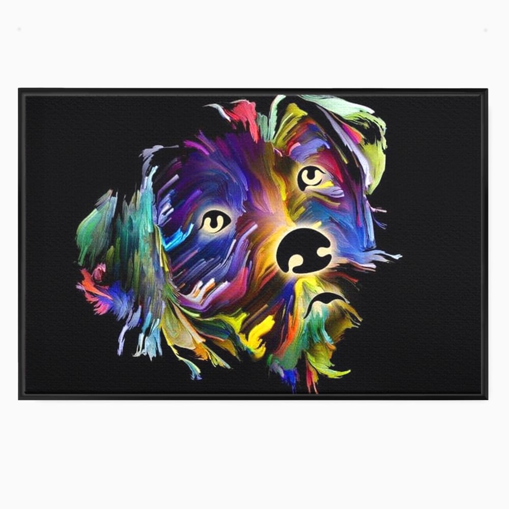 Leinwand Premium Canvas Wandkunst, LuxCanva® M1257, Pop Puppy, Abstrakt, Modern, Malerei, Pop Art, Neon, Welpe, Digital, Tier, Dekor, Chip, Büro, Wohnen, Wohnzimmer, Kinderzimmer