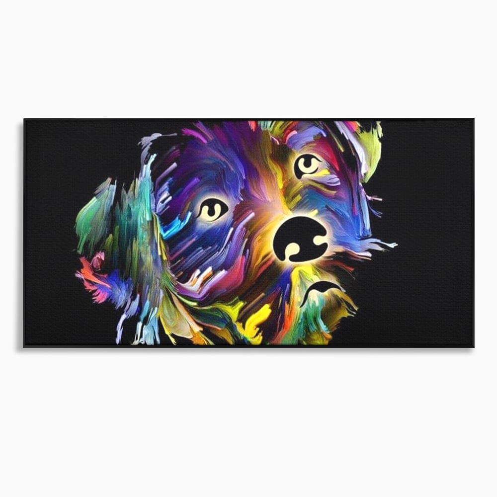 Leinwand Premium Canvas Wandkunst, LuxCanva® M1257, Pop Puppy, Abstrakt, Modern, Malerei, Pop Art, Neon, Welpe, Digital, Tier, Dekor, Chip, Büro, Wohnen, Wohnzimmer, Kinderzimmer