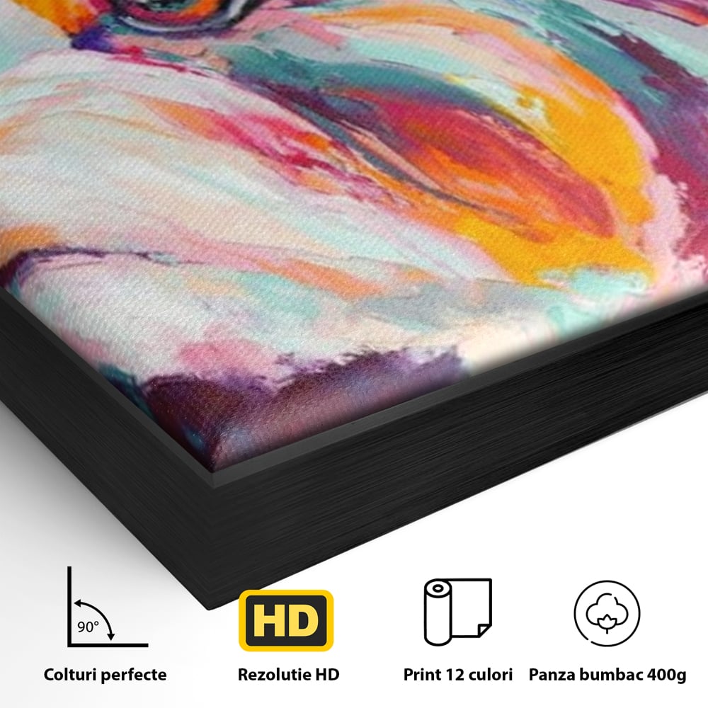 Leinwand Premium Canvas Wandkunst, LuxCanva® M1258, Soul Jucaus, Welpe, Yorkshire, Pastell, Kunst, Abstrakt, Modern, Portrait, Profil, Mehrfarbig, Malerei, Büro, Wohnen, Kinderzimmer