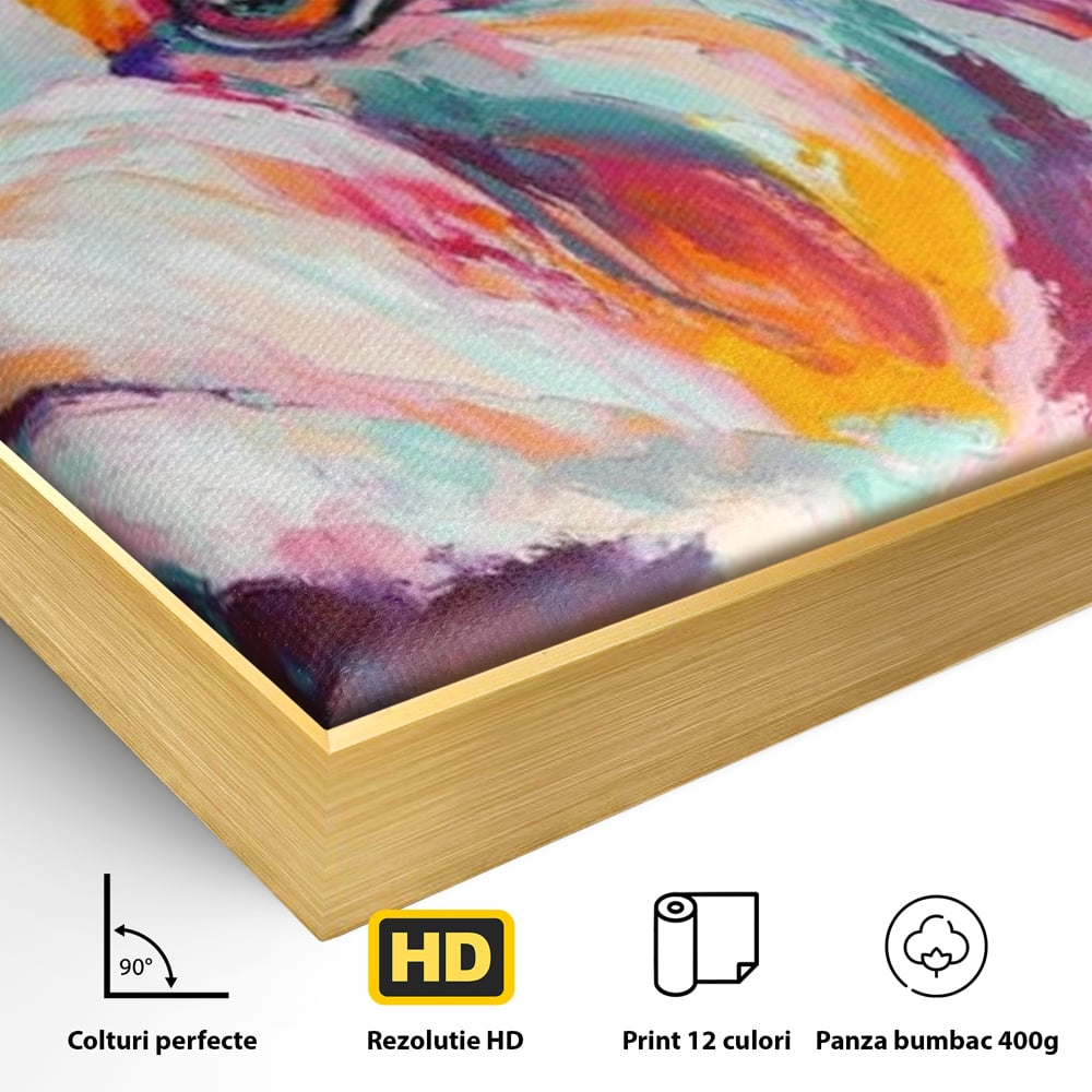 Leinwand Premium Canvas Wandkunst, LuxCanva® M1258, Soul Jucaus, Welpe, Yorkshire, Pastell, Kunst, Abstrakt, Modern, Portrait, Profil, Mehrfarbig, Malerei, Büro, Wohnen, Kinderzimmer