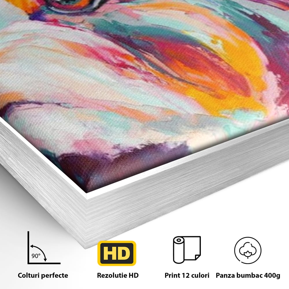 Leinwand Premium Canvas Wandkunst, LuxCanva® M1258, Soul Jucaus, Welpe, Yorkshire, Pastell, Kunst, Abstrakt, Modern, Portrait, Profil, Mehrfarbig, Malerei, Büro, Wohnen, Kinderzimmer
