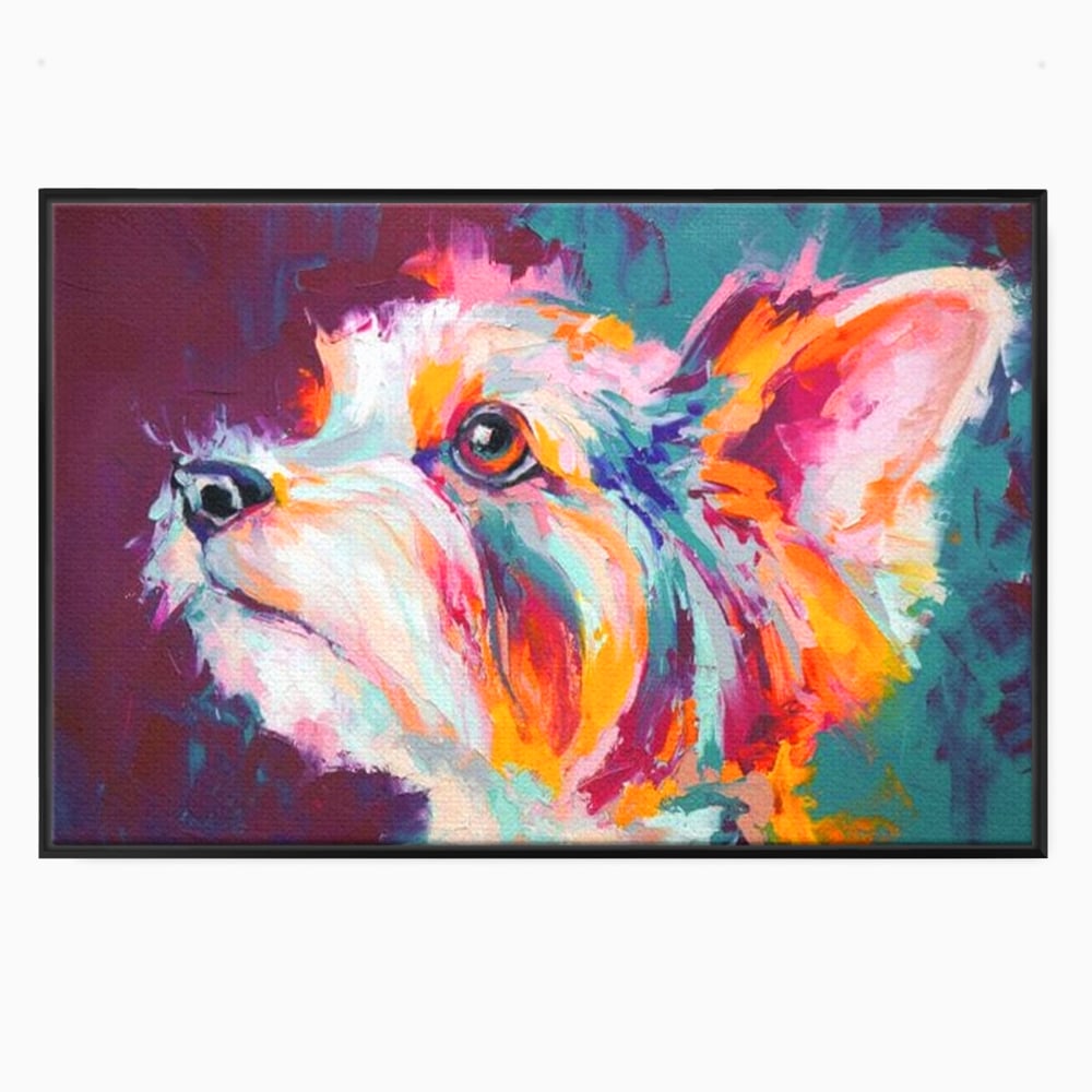 Leinwand Premium Canvas Wandkunst, LuxCanva® M1258, Soul Jucaus, Welpe, Yorkshire, Pastell, Kunst, Abstrakt, Modern, Portrait, Profil, Mehrfarbig, Malerei, Büro, Wohnen, Kinderzimmer
