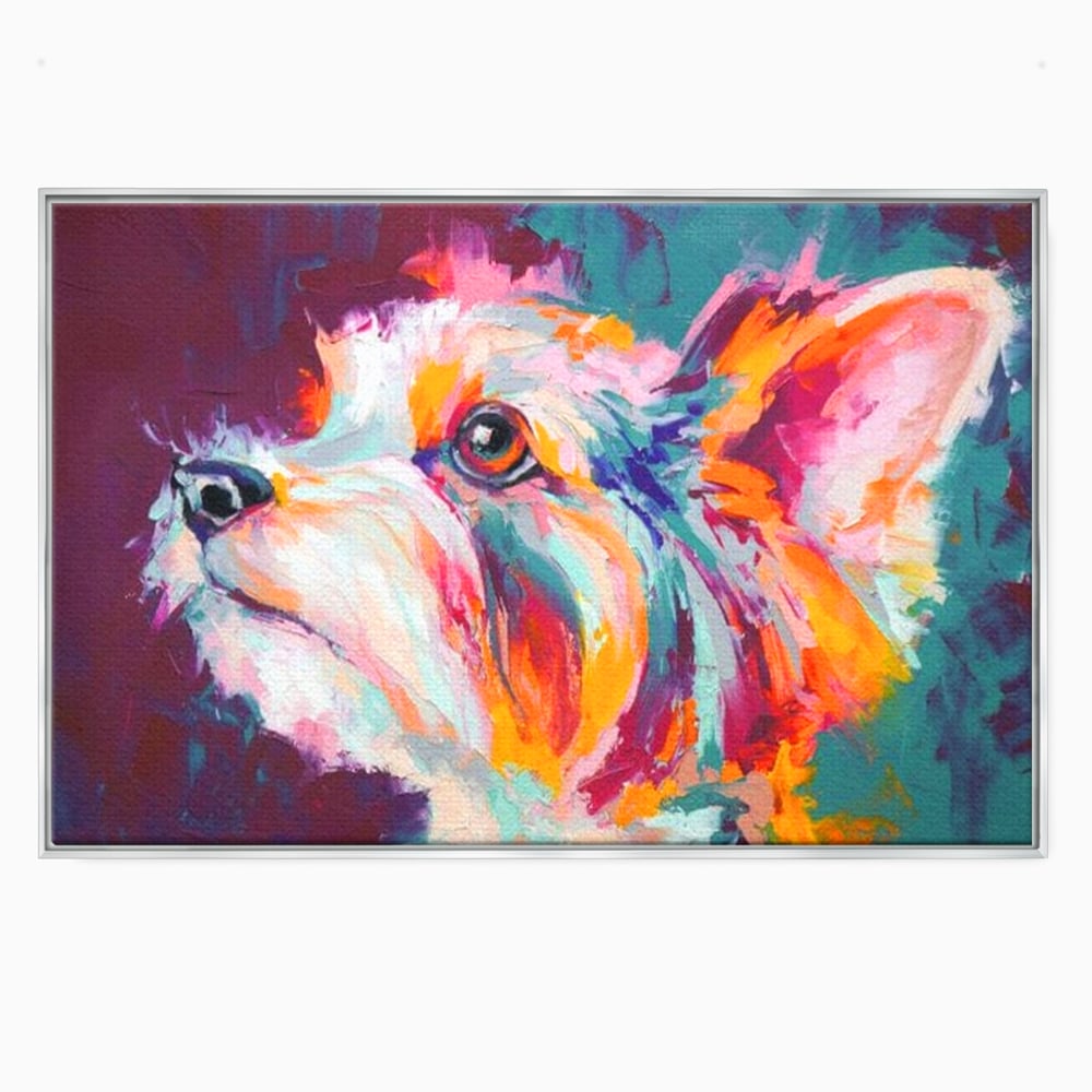 Leinwand Premium Canvas Wandkunst, LuxCanva® M1258, Soul Jucaus, Welpe, Yorkshire, Pastell, Kunst, Abstrakt, Modern, Portrait, Profil, Mehrfarbig, Malerei, Büro, Wohnen, Kinderzimmer
