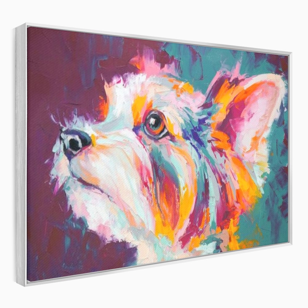Leinwand Premium Canvas Wandkunst, LuxCanva® M1258, Soul Jucaus, Welpe, Yorkshire, Pastell, Kunst, Abstrakt, Modern, Portrait, Profil, Mehrfarbig, Malerei, Büro, Wohnen, Kinderzimmer