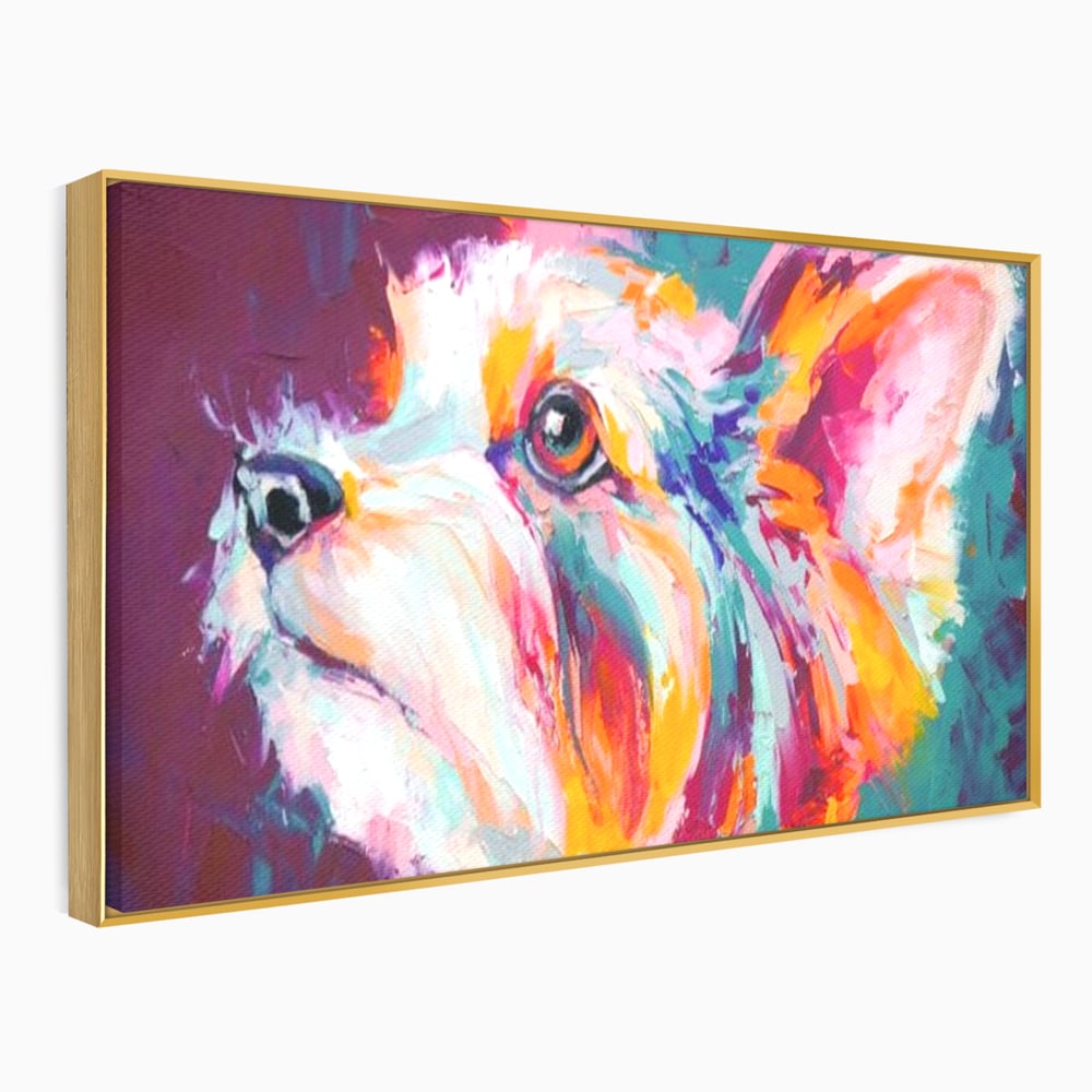 Leinwand Premium Canvas Wandkunst, LuxCanva® M1258, Soul Jucaus, Welpe, Yorkshire, Pastell, Kunst, Abstrakt, Modern, Portrait, Profil, Mehrfarbig, Malerei, Büro, Wohnen, Kinderzimmer